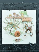 Rare dessous de plat art nouveau fer forgé enfant Richard Sarreguemines UC - Miniature 2