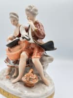 Statuette figurine couple musique mandoline porcelaine Unterweissbach Allemagne - Miniature 4