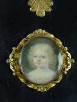 Miniature tableau ancien portrait d'enfant fillette blonde nuage broche XVIIIe n°1 - Miniature 1
