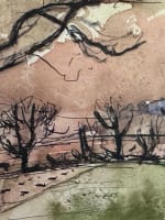 Ancien dessin paysage d'hiver arboré et chèvre troupeaux Jean Terles Art Deco - Miniature 3