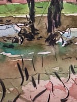 Ancien dessin paysage d'hiver arboré et chèvre troupeaux Jean Terles Art Deco - Miniature 4