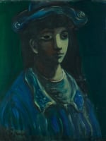 Beau tableau ancien portrait de jeune fille Sylvain Vigny expressionniste Nice XXe - Miniature 4