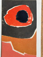 Tableau ancien Antonio Guansé abstraction couleurs art moderne 1966 collage - Miniature 2