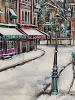 Ancien tableau Paris neige Montmartre place du Tertre autoportrait CL. Dumont - Miniature 6