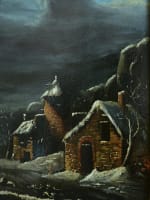 Beau tableau ancien paysage nocturne sous la neige animé sv Claude Malbranche - Miniature 4