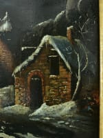 Beau tableau ancien paysage nocturne sous la neige animé sv Claude Malbranche - Miniature 5