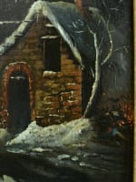 Beau tableau ancien paysage nocturne sous la neige animé sv Claude Malbranche - Miniature 6