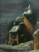 Beau tableau ancien paysage nocturne sous la neige animé sv Claude Malbranche - Miniature 7