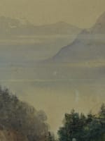 Tableau ancien vue lac Léman Mont Blanc Suisse 1863 montagne D'Andiran Bordeaux - Miniature 7