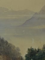 Tableau ancien vue lac Léman Mont Blanc Suisse 1863 montagne D'Andiran Bordeaux - Miniature 8