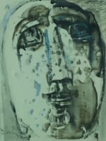 Ancien portrait Art déco visage signé Henry de Waroquier aquarelle dessin 1929 - Miniature 1