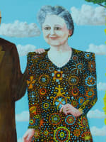 Tableau ancien naïf Daniel Ferrara couple dans un paysage jardin Marseille XXe - Miniature 4