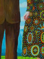 Tableau ancien naïf Daniel Ferrara couple dans un paysage jardin Marseille XXe - Miniature 6