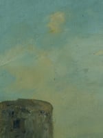 Tableau ancien paysage animé ferme basse cour Normandie XIXe HST cadre Henry - Miniature 8