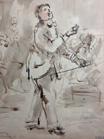 Beau dessin ancien chanteur costume cabaret lyrique René Thomsen art nouveau - Miniature 4