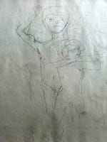 Ancien dessin portrait profil d'homme Pierre Tal Coat Jacob Bretagne signé - Miniature 2