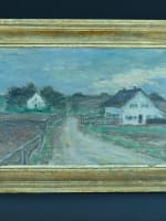 Ancien tableau impressionniste XIXe paysage vue de ferme signé exposition HST - Miniature 2