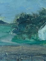 Ancien tableau impressionniste XIXe paysage vue de ferme signé exposition HST - Miniature 6