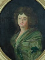 Ancien tableau huile portrait jeune femme de qualité 18ème cadre ovale bois or - Miniature 3