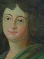 Ancien tableau huile portrait jeune femme de qualité 18ème cadre ovale bois or - Miniature 4