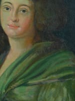 Ancien tableau huile portrait jeune femme de qualité 18ème cadre ovale bois or - Miniature 5