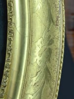 Ancien tableau huile portrait jeune femme de qualité 18ème cadre ovale bois or - Miniature 7