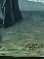 Ancien tableau portrait homme sur un banc Paris Montparnasse Albert Cordier XIXe - Miniature 6