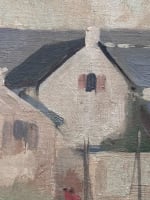 Tableau ancien paysage marine Bretagne port de Bénodet bateaux pêche toile 1930 - Miniature 9