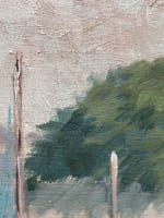 Tableau ancien paysage marine Bretagne port de Bénodet bateaux pêche toile 1930 - Miniature 11