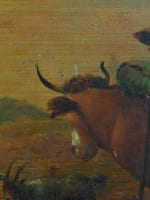 Ancien tableau portrait homme paysage flamand Vacher troupeaux XVIIIe sv. Van Sry - Miniature 4