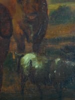 Ancien tableau portrait homme paysage flamand Vacher troupeaux XVIIIe sv. Van Sry - Miniature 6