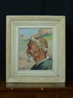 Tableau ancien orientaliste Maroc portrait homme Kasbah Diera HST Etienne Dinet - Miniature 1