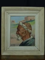 Tableau ancien orientaliste Maroc portrait homme Kasbah Diera HST Etienne Dinet - Miniature 3