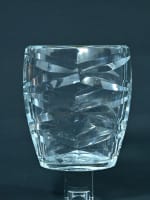 Grave vase art déco créé en 1933 cristal taillé signé de Baccarat 21 cm 5,5 kg - Miniature 3