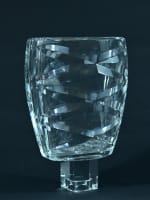 Grave vase art déco créé en 1933 cristal taillé signé de Baccarat 21 cm 5,5 kg - Miniature 4