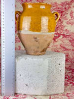 Ancien pot à confit terre cuite émaillé jaune vert faïence Sud Ouest XIXe - Miniature 8