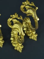 Ancien ensemble de 3 embrases bronze doré feuillages Antique Curtains tieback - Miniature 1