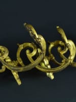Ancien ensemble de 3 embrases bronze doré feuillages Antique Curtains tieback - Miniature 3
