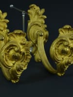 Ancienne paire embrases bronze doré Louis XV Rocaille Antique Curtains tieback - Miniature 2