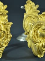 Ancienne paire embrases bronze doré Louis XV Rocaille Antique Curtains tieback - Miniature 3