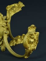 Ancienne paire embrases bronze doré Louis XV Rocaille Antique Curtains tieback - Miniature 7
