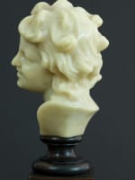 Ancien buste tête d'enfant rieur Jean Baptiste Carpeaux cire XIXe socle - Miniature 4