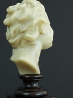Ancien buste tête d'enfant rieur Jean Baptiste Carpeaux cire XIXe socle - Miniature 5