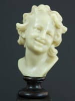 Ancien buste tête d'enfant rieur Jean Baptiste Carpeaux cire XIXe socle - Miniature 7