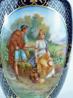 Grand vase ancien porcelaine Limoges Château des Étoiles scène galante Antique - Miniature 6