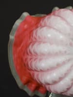 Ancien panier pâte de verre framboise art déco réticulé anse aumônière glass - Miniature 4