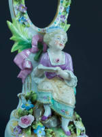 Ancienne figurine allemande style Meissen porte photo miroir menu Dresden XXe - Miniature 3