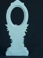 Ancienne figurine allemande style Meissen porte photo miroir menu Dresden XXe - Miniature 6