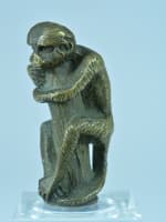 Ancien sceau à cacheter bronze patiné singe autour d'un tronc collection sceau - Miniature 3