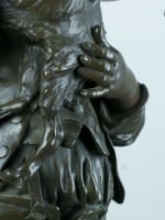 Grand bronze ancien sculpture portrait enfant au chevreau Emile Laporte XIXe 1M - Miniature 6